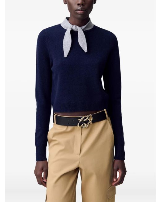 Claudie Pierlot Black Bow-Tie Detail Knitted Sweater
