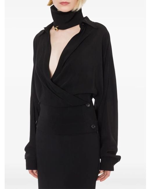 Philosophy Di Lorenzo Serafini Black V-Neck Blouse