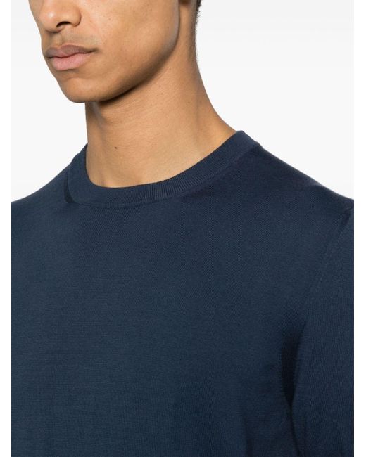 Fedeli Fein gestricktes T-Shirt in Blue für Herren
