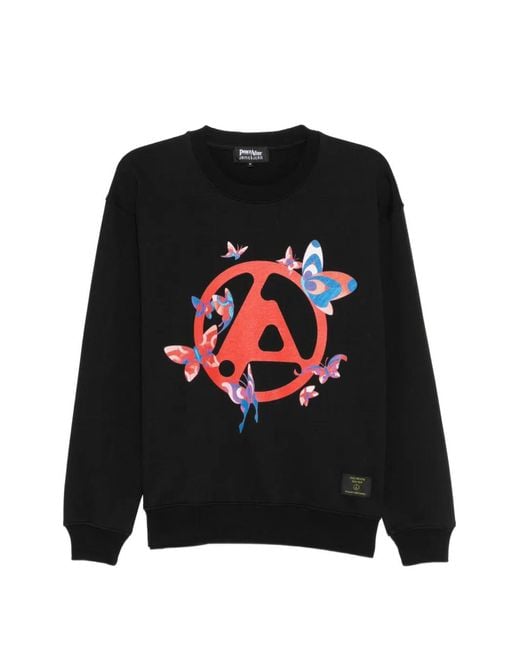 PEACE AND AFTER Black Butterfly Print Sweatshirt for men