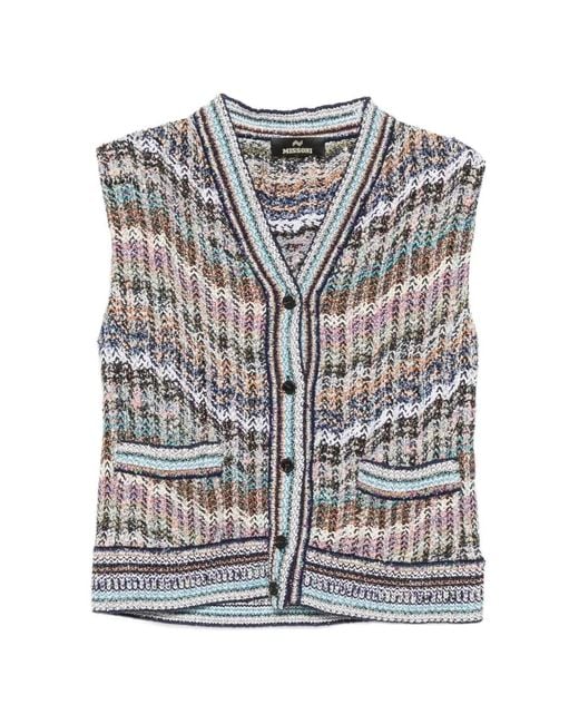 Missoni Gray Zigzag-Knit Gilet