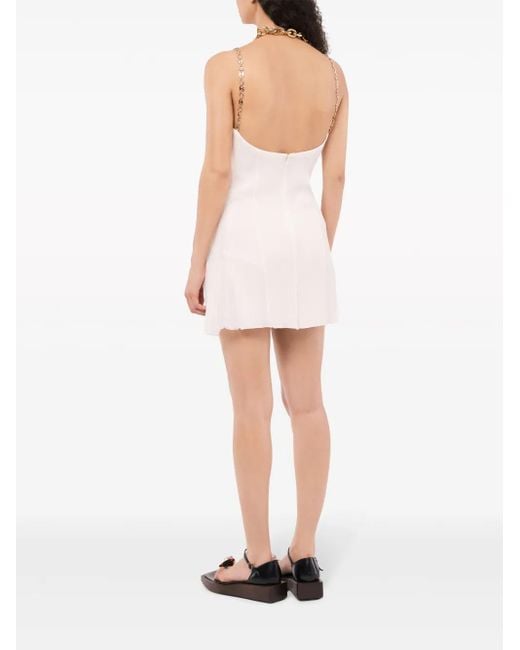 Rabanne White Chain-Strap Silk Minidress