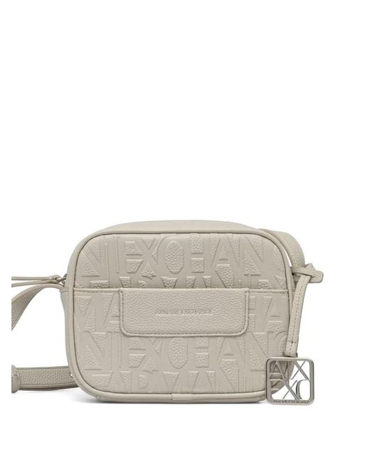 ARMANI EXCHANGE Gray Logo-Embossed Crossbody Bag
