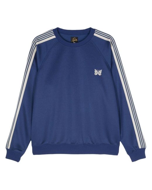 Track logo-embroidered sweatshirt di Needles in Blue da Uomo