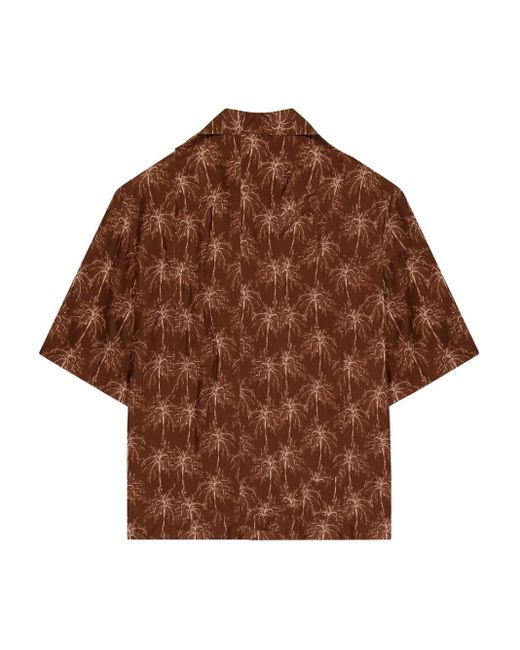 Laneus Brown Palm-Trees Shirt