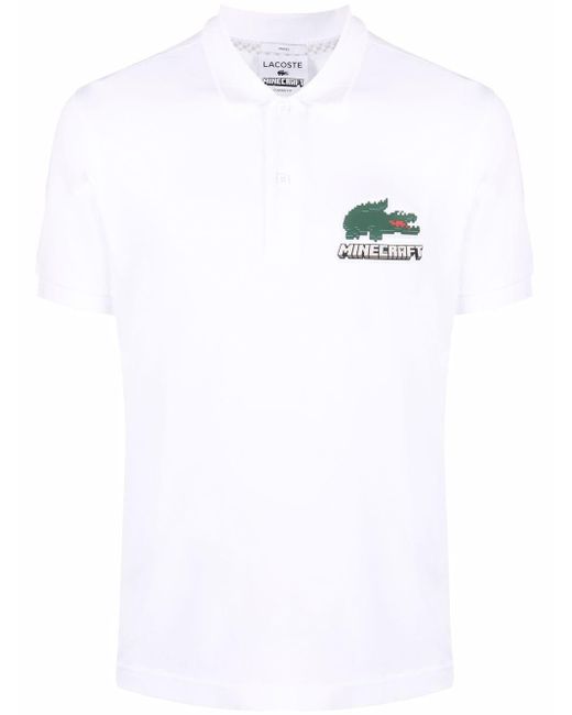 Lacoste Cotton Minecraft-print Polo Shirt in White for Men - Lyst