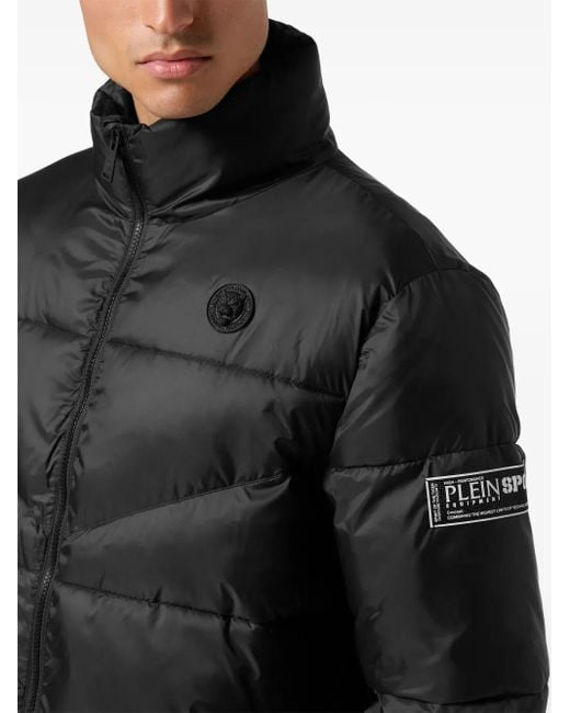 Philipp Plein Donsjack Met Logopatch in het Black voor heren