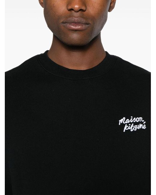 Sudadera con logo bordado Maison Kitsuné de hombre de color Black