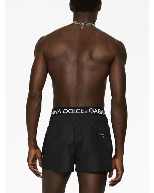 Bañador con franja del logo Dolce & Gabbana de hombre de color Black