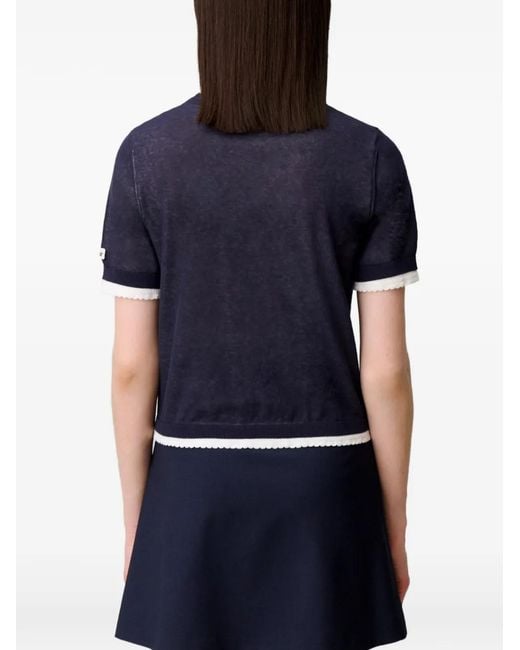 Claudie Pierlot Blue Contrast Knit Jumper