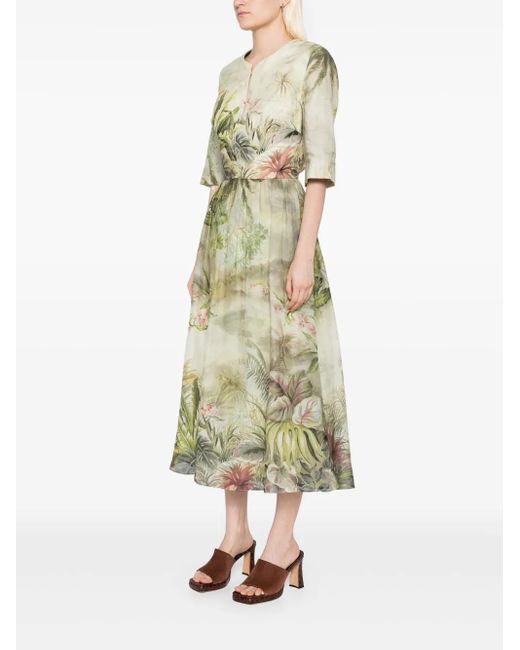 Elie Saab White Safari-Print Dress