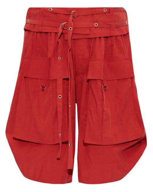 Isabel Marant Red Heidi Low-rise Belted Shorts
