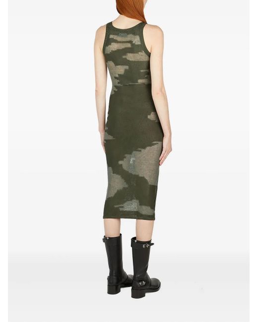 DURAZZI MILANO Green Abstract-Print Midi Dress