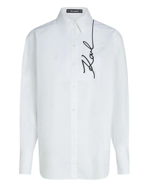 Karl Lagerfeld White Logo-Embroidered Shirt