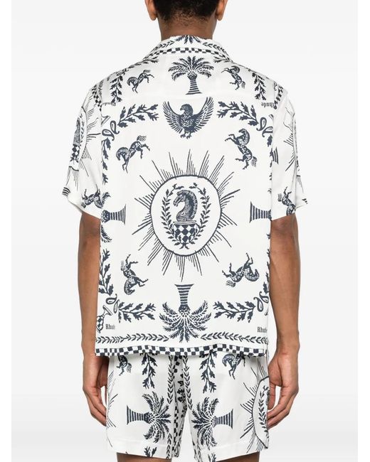Rhude White Graphic-Print Shirt for men
