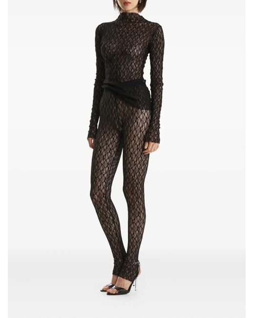 2310 STUDIO Black Lace-Pattern Trousers