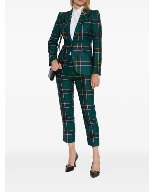 Alexander McQueen Green Plaid Wool Trousers