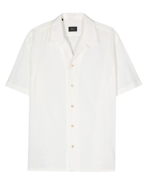 Brioni White Seersucker Cotton Shirt for men