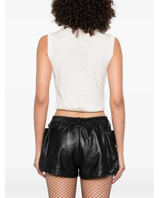 R13 White V-Neck Cropped Vest