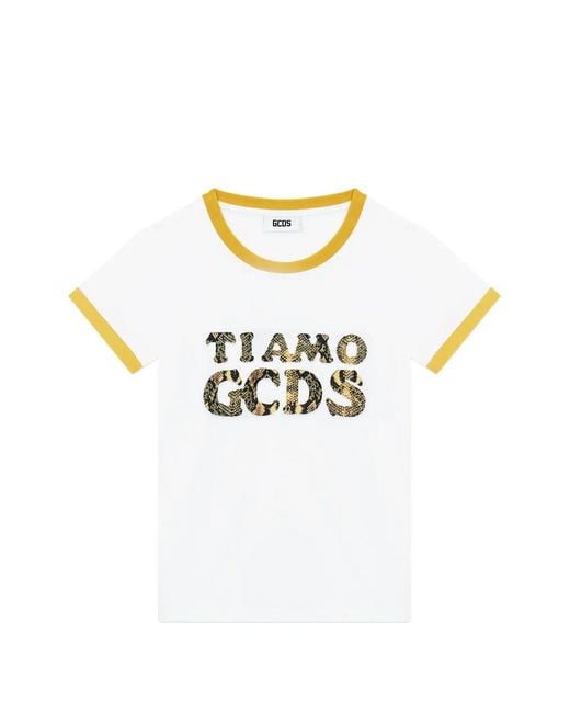 Gcds White Logo-Detail T-Shirt