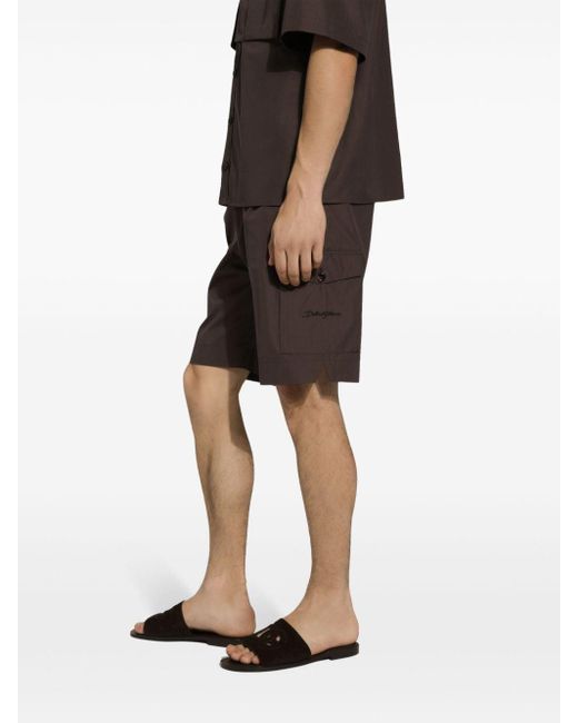 Dolce & Gabbana Gray Straight-leg Cotton Cargo Shorts for men