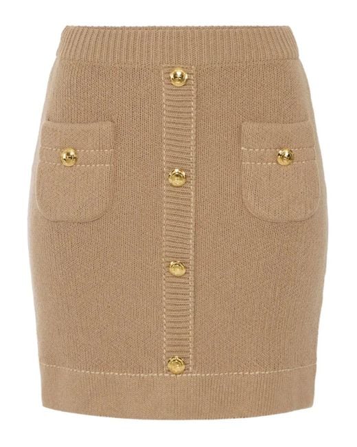 Elisabetta Franchi Natural Decorative-Button Mini Skirt