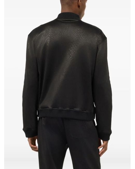 Chaqueta Bómber Con Estampado De Piel De Serpiente Roberto Cavalli de hombre de color Black