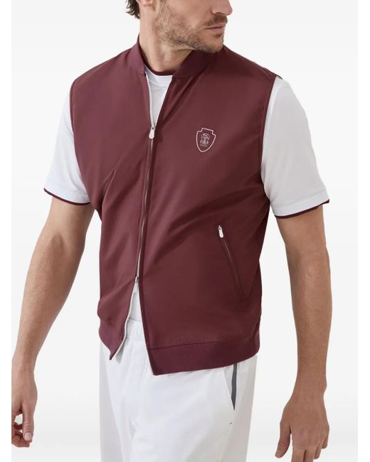 Brunello Cucinelli Spencer Met Rits En Logo in het Red voor heren