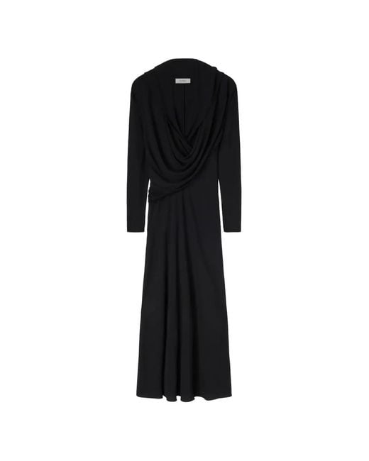 RETORI Black Draped Hooded Midi Dress