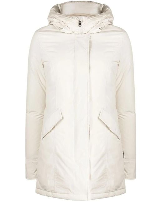 Woolrich Natural Hooded Duck Feather Coat