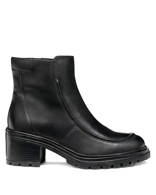 Geox Black Block-Heel Ankle Boots