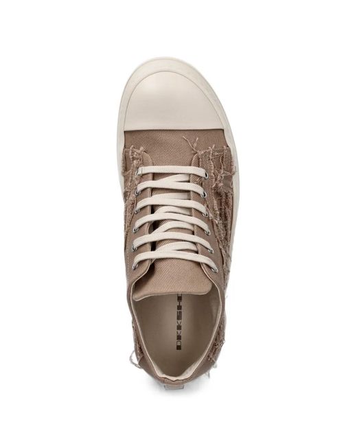 Rick Owens Natural Distressed Low-Top Sneakers for men