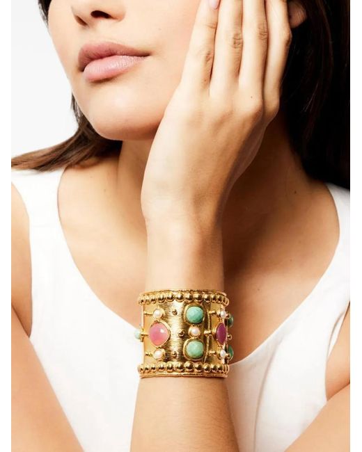 Sylvia Toledano Yellow Jaspe And Chrysoprase Hammered-Effect Bracelet