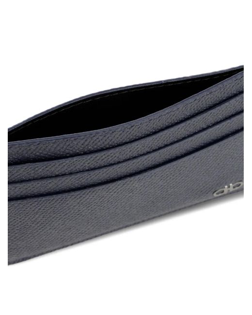 Ferragamo Gray Gancio-Plaque Leather Cardholder for men