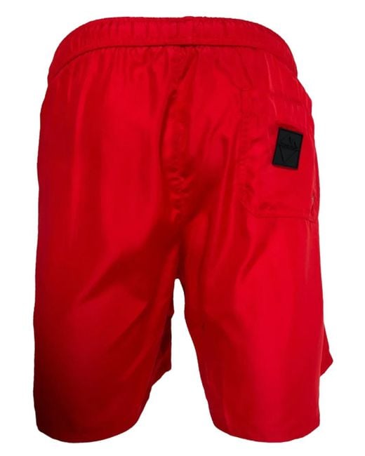 Iceberg Red Logo-Plaque Swim Shorts for men