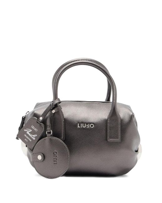 Liu Jo Gray Small Logo-Plaque Charm Tote Bag