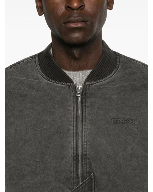 Represent Black Inset Sleeve Bomber Jacket for men