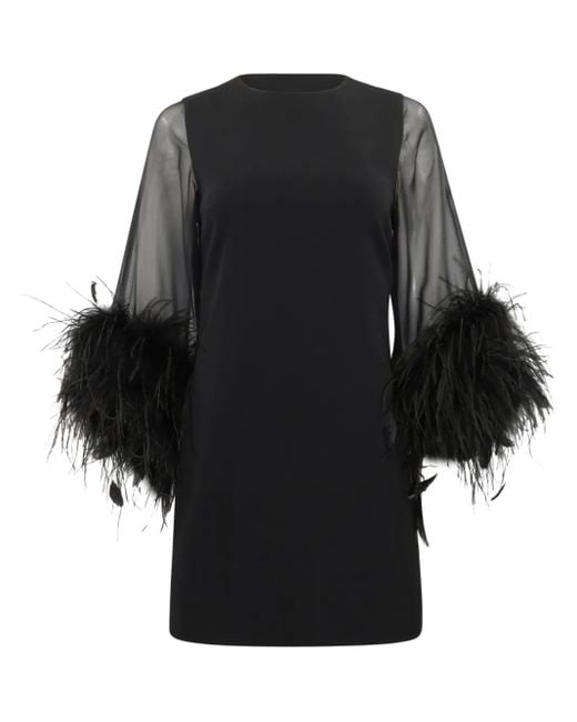 Alice + Olivia Black Izola Feathered Minidress