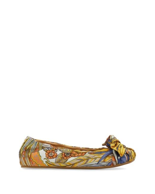 Ferragamo Metallic Bow Embellished Ballet Flat