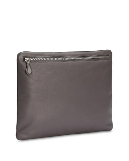 Dolce & Gabbana Pouch Bag Aus Kalbsnappaleder in Gray für Herren