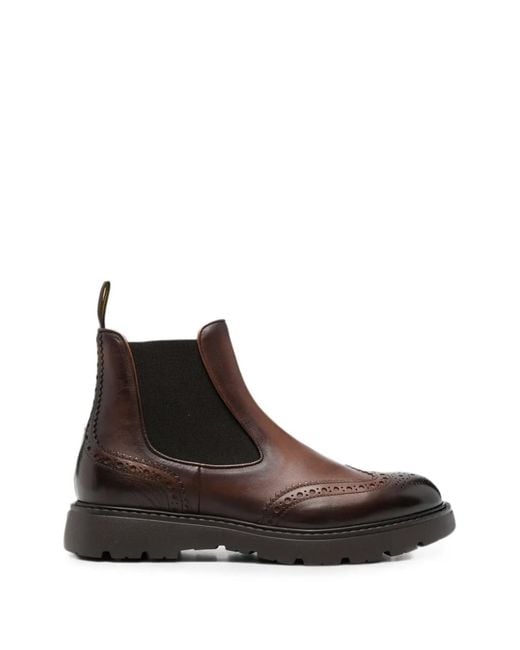 Doucal's Brown Brogue-Detail Chelsea Boots for men