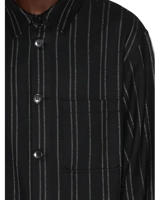 Isabel Marant Black Irudy Pinstriped Cotton Shirt for men