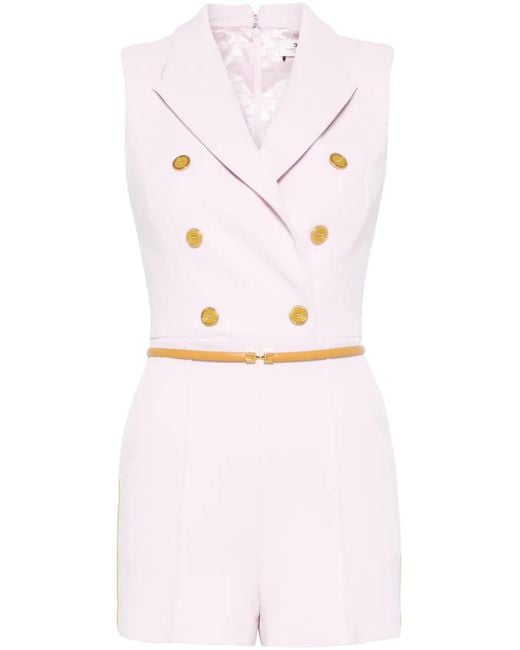 Elisabetta Franchi Pink Double-Breasted Crepe Playsuit