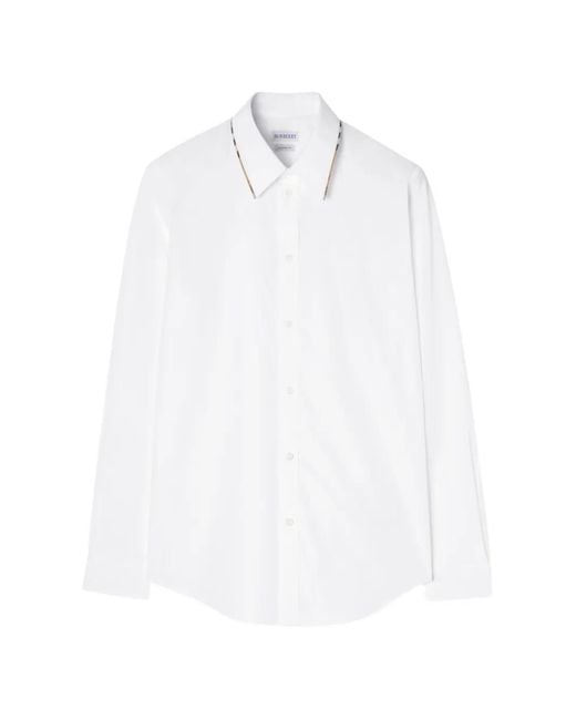 Burberry White Classic Fit Cotton Poplin Shirt for men