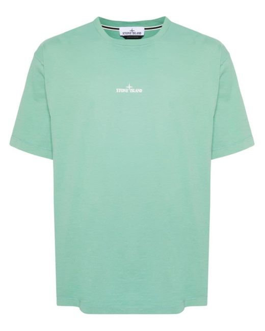 Stone Island Green T-Shirt 'Scratched Paint One' Print for men