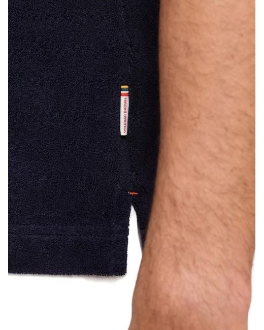 Orlebar Brown Blue Terry Resort Polo-Collar Top for men