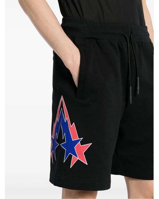 Phobia Black Starry Lightning Print Cotton Shorts for men