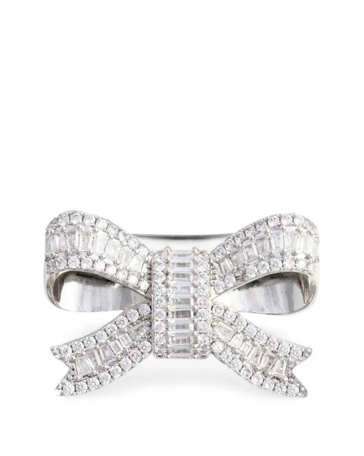 Self-Portrait White Crystal Bow Brooch