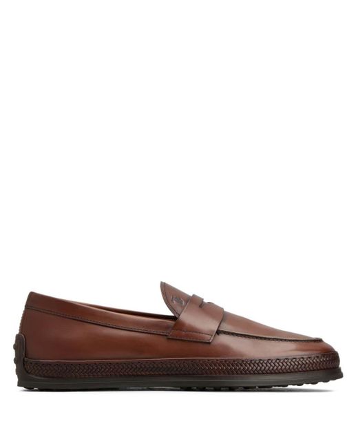 Tod's Brown Gomma Leather Mocassin Loafers for men
