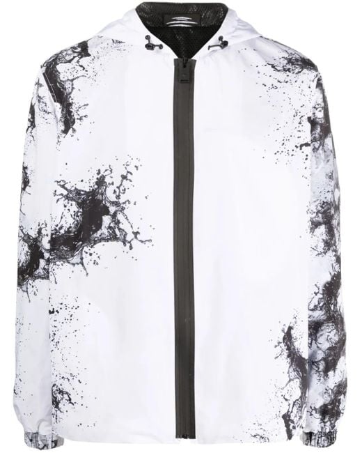 Philipp Plein White Splash-Print Hooded Jacket for men